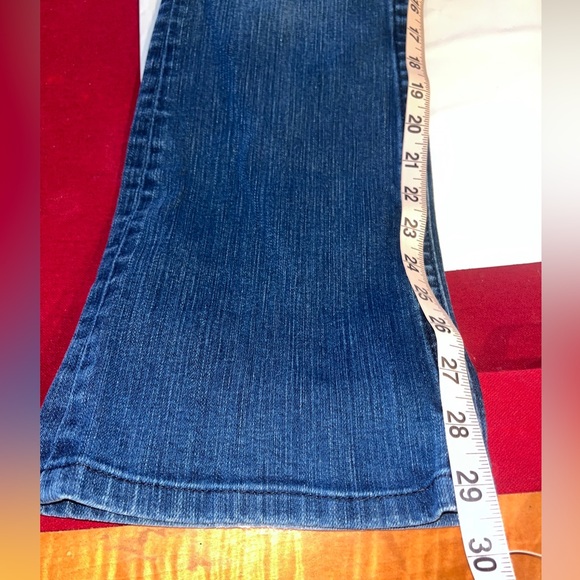 True Religion TORY Boot Cut BLUE Jeans HORSESHOE Silver Studded Pocket Womens 28 - Picture 11 of 16